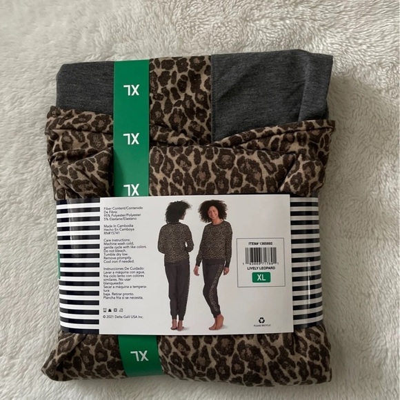 (NWT) Splendid Gray Cheetah leopard Print Ladies' 2-piece Pajama Set, XL - Picture 5 of 8